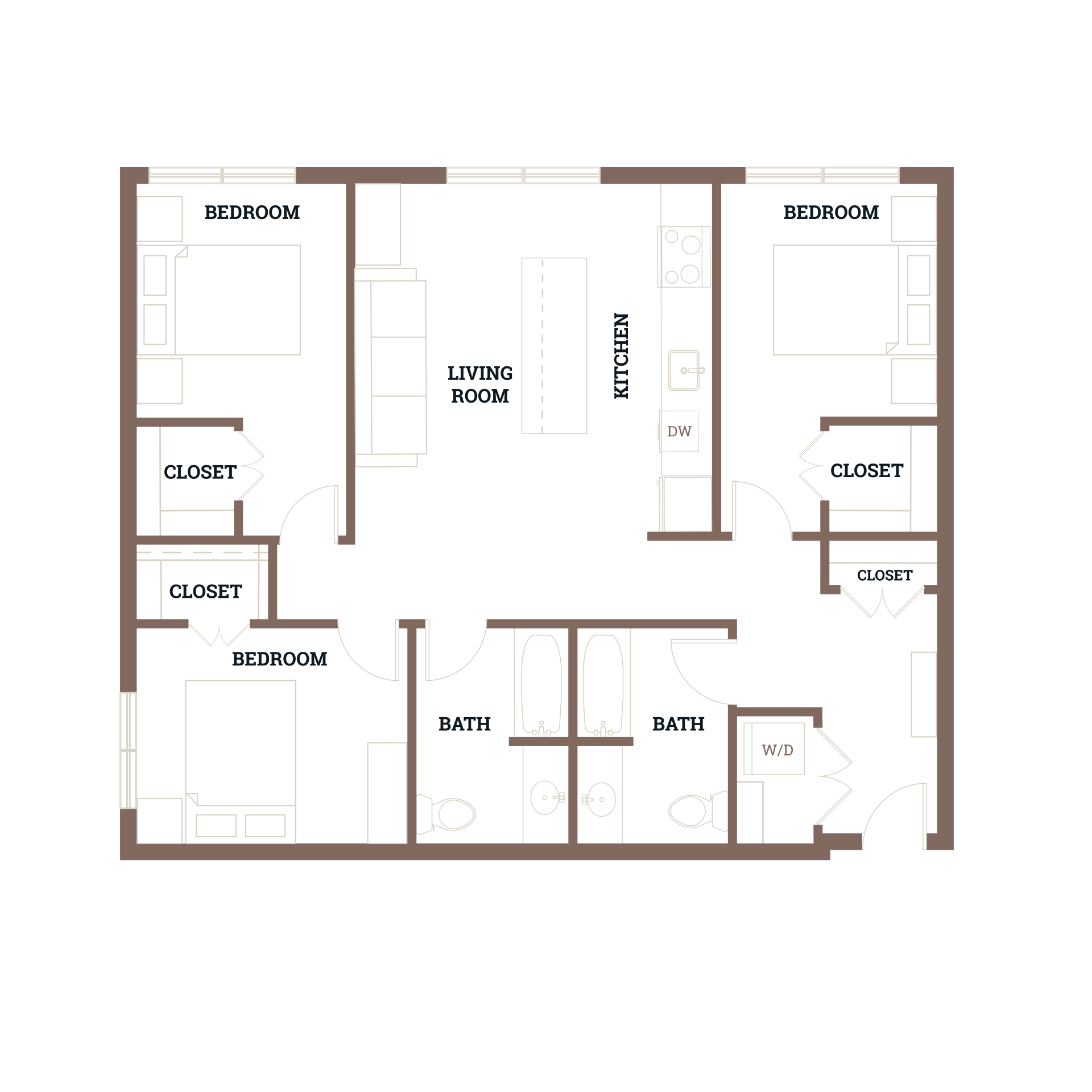 Ironside Apartment 2D Floor Plan - 3 bedroom